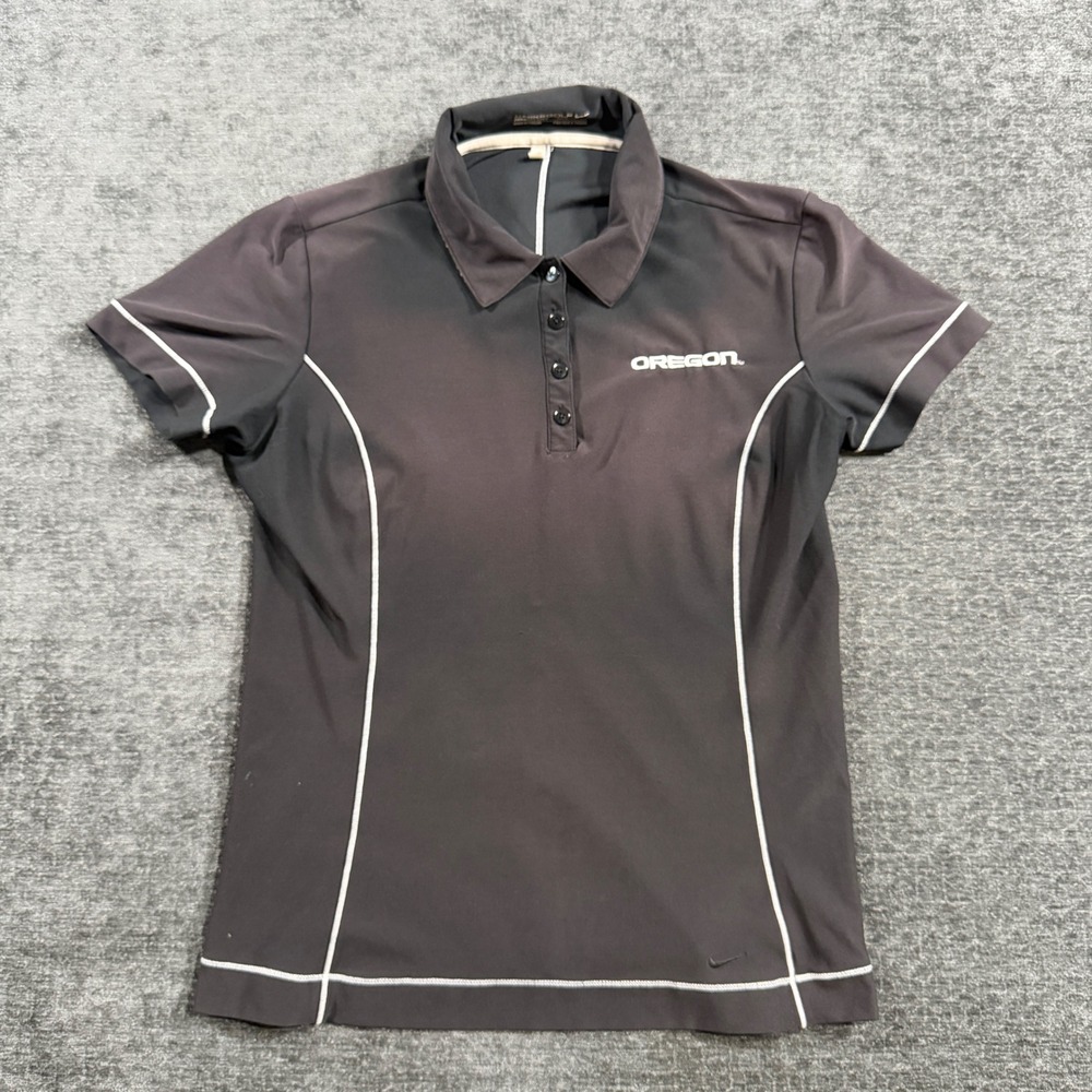 Nike Golf Oregon Ducks Womens Black Fit Dry Polo Shirt Small S 4-6 Short Sleeve